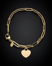 Italian Gold - 14k Heart Charm Bracelet - Lyst