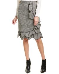 Rebecca Taylor Plaid Ruffle Skirt - Black