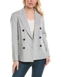 Peserico - Double-breasted Wool & Linen-blend Jacket - Lyst