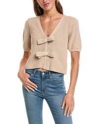 525 America - Shaker Puff Sleeve Bow Front Cardigan - Lyst