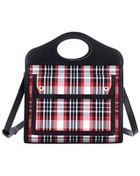 Burberry - Black Check Canvas & Leather Logo Pocket Tote Mini (authentic Pre- Loved) - Lyst