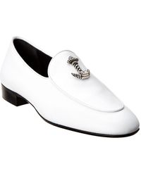 Giuseppe Zanotti Men's Dressy Leather Loafers With Anchor Detail - White