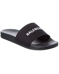 Balenciaga Bb Canvas Pool Slide - Black