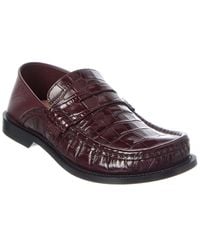 Loewe - Campo Croc-Embossed Leather Loafer - Lyst