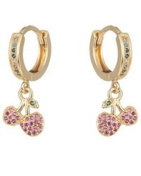 Eye Candy LA - Luxe Collection Cz Red Cherry Huggie Earrings - Lyst