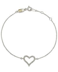 Suzy Levian 14k 0.24 Ct. Tw. Diamond Heart Solitaire Bracelet - White