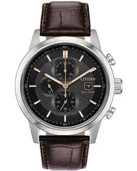 Citizen Men's Leather Watch - Metallic