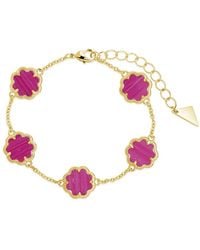 Sterling Forever - 14K Plated Rose Petal Station Bracelet - Lyst