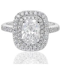 Suzy Levian CZ Jewelry - Suzy Levian Silver Cz Halo Ring - Lyst