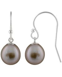 Splendid - Rhodium Plated Silver 7-8mm Pearl Drop Earrings - Lyst