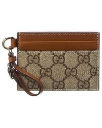Gucci - Emblem Gg Supreme Canvas & Leather Card Case - Lyst