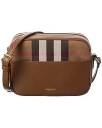 Burberry - Small Check Canvas & Leather Camera Bag - Lyst