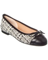 French Sole - Cordelia Cap Toe Tweed & Leather Flat - Lyst