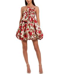 Mac Duggal - Brocade Thin Strap Puff Mini Dress With Bow - Lyst