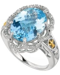 Phillip Gavriel - Silver 0.04 Ct. Tw. Diamond & Blue Topaz Cocktail Ring - Lyst
