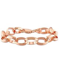 Italian Silver - 18k Rose Gold Over Rolo Chain Bracelet - Lyst