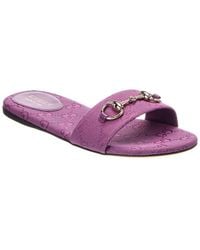 Gucci - Horsebit Gg Canvas Sandal - Lyst
