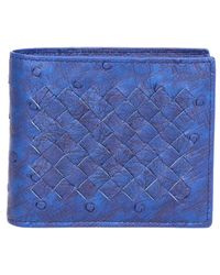 Bottega Veneta Billboard Intorechart Leather Folded Wallet - Blue