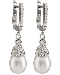Splendid - Splendid Pearl & Czs Silver 8-8.5mm Freshwater Pearl & Cz Earrings - Lyst