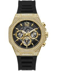 Guess - Momentum Black Gold Tone Multi-function Watch - Lyst