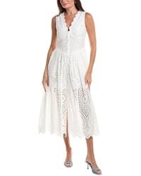 Avec Les Filles - Scallop Neck Midi Dress - Lyst