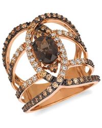 Le Vian - Le Vian Chocolate Quartz 14k Rose Gold 2.48 Ct. Tw. Diamond & Smoky Quartz Half-eternity Ring - Lyst