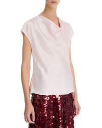 Vince - Cowl Neck Cap Sleeve Silk Blouse - Lyst