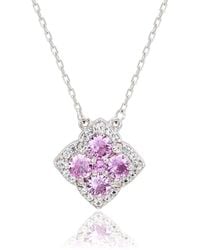 Suzy Levian - Silver 0.02 Ct. Tw. Diamond & Gemstone Necklace - Lyst