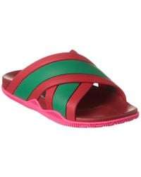 Gucci - Web Crossover Rubber Sandal - Lyst