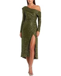 Mac Duggal - One-Shoulder Sequin Midi Dress - Lyst