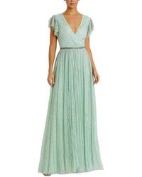 Mac Duggal - Sequined Wrap Over Ruffled Cap Sleeve Gown - Lyst