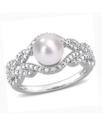 Rina Limor - Silver 0.02 Ct. Tw. Diamond 7-7.5mm Pearl Infinity Ring - Lyst