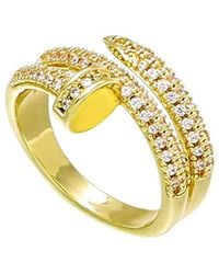 Adornia - 14K Plated Double Wrap Cz Nail Ring - Lyst