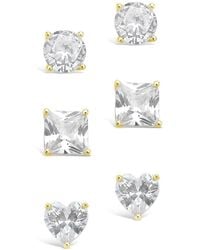 Sterling Forever - 14k Over Silver Cz Set Of 3 Statement Studs - Lyst