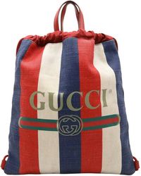 Gucci - Canvas & Leather Tricolor Drawstring Backpack (Authentic Pre-Loved) - Lyst