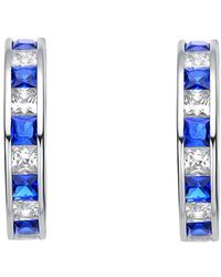 Genevive Jewelry - Silver Cz Hoops - Lyst