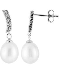 Splendid - Rhodium Over Silver 7.5-8mm Pearl Earrings - Lyst