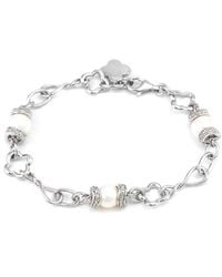Gemstones - Silver 0.04 Ct. Tw. Diamond 7-8mm Pearl Bracelet - Lyst