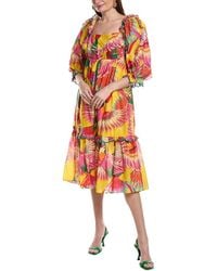 FARM Rio - Colorful Toucans Scalops Midi Dress - Lyst