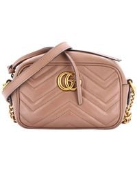 Gucci - Matelasse Leather Gg Marmont Shoulder Bag Mini (Authentic Pre- Loved) - Lyst