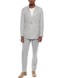 Brunello Cucinelli - 2Pc Wool, Linen, & Silk-Blend Suit With Pleated Pant - Lyst