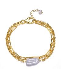 Genevive Jewelry - 14k Over Silver 18-20mm Pearl Bracelet - Lyst