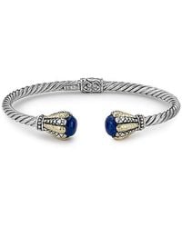 Samuel B. - 18K & 1.30 Ct. Tw. Lapis Twisted Cable Bangle Bracelet - Lyst