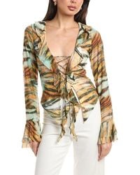 AFRM - Cadence Ruffle Front Lace-Up Top - Lyst