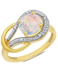 MaxColor - 10k 1.02 Ct. Tw. Diamond & Lab-grown Opal Eternity Ring - Lyst