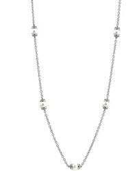 Pearls - Stainless Steel 0.09 Ct. Tw. Diamond & 7-8Mm Pearl Necklace - Lyst