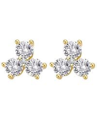 Genevive Jewelry - 14k Over Silver Cz Clover Studs - Lyst