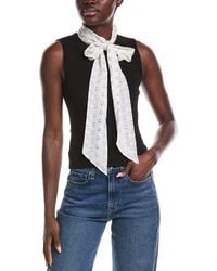 10 Crosby Derek Lam - Calista Mixed Media Tie Neck Sweater - Lyst