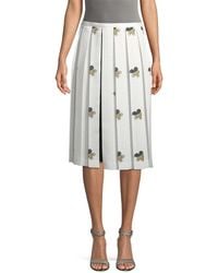 Victoria Beckham Grid And Floral Print Pleated Skirt - Multicolour