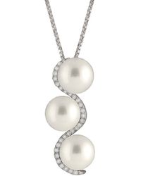 Splendid - Rhodium Plated Silver 8-8.5mm Freshwater Pearl Necklace - Lyst